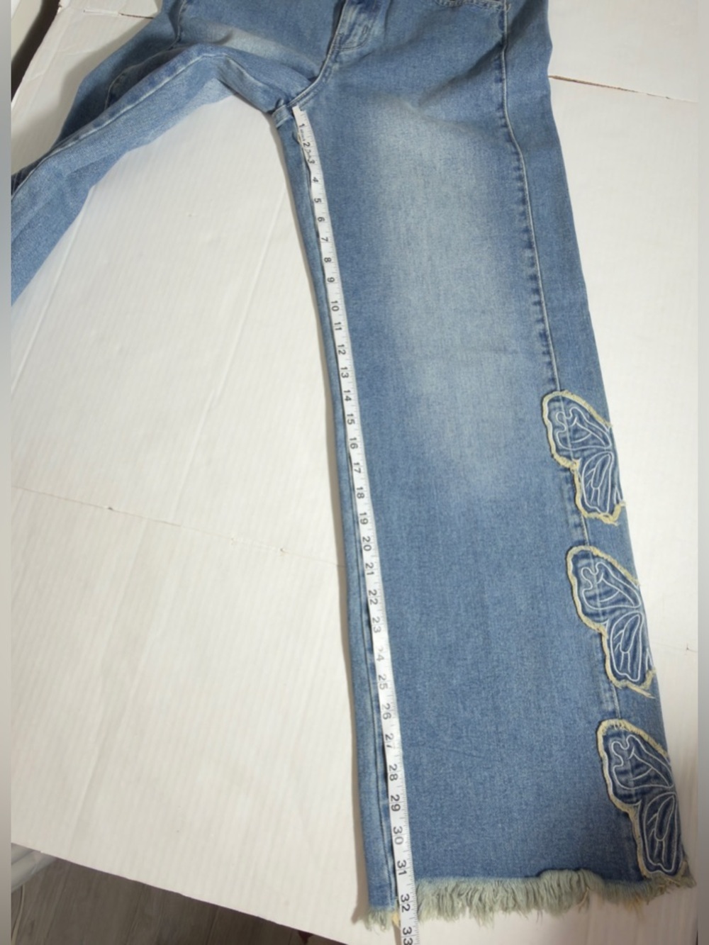 High-Rise Wide Leg Women’s Jeans in Light Blue with Embroidered Detail - Picture 11 of 16
